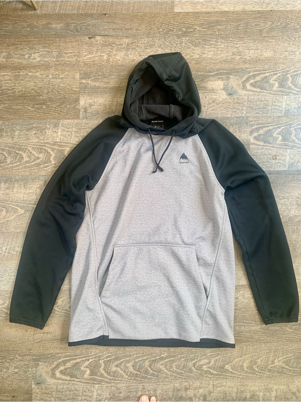 Men's Burton Fleece  Hoodie Two-Tone Gray & Black Pullover